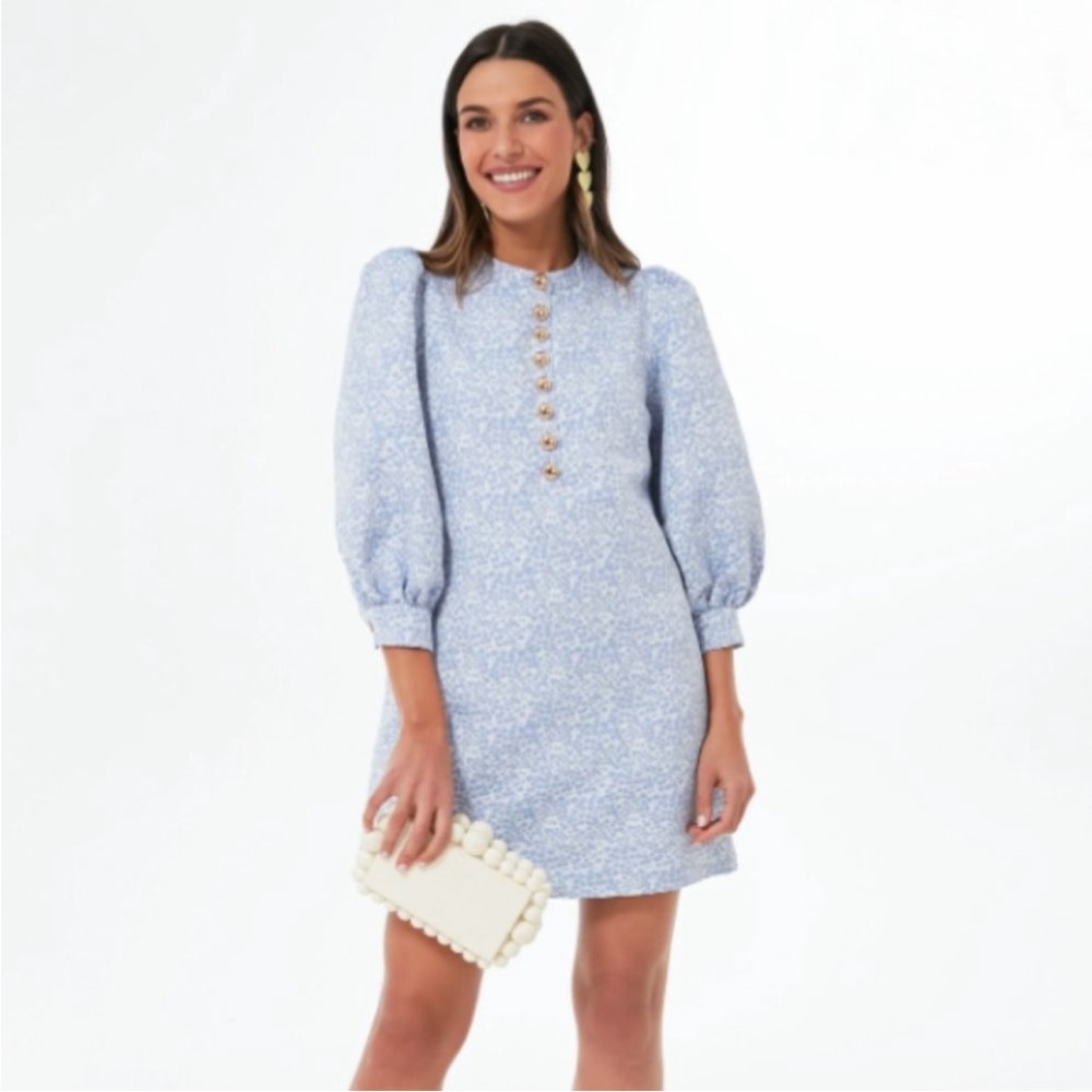 Tuckernuck Pomander Place Blue Jacquard Samantha Mini Dress NWOT Small S